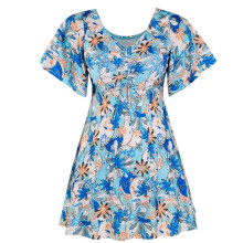 Oversized zwemjurk Bescheiden badpak met-kleurrijk blauw 5XL
