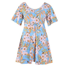 Oversized Swim Dress Modest Bathing-small yellow flower 7XL