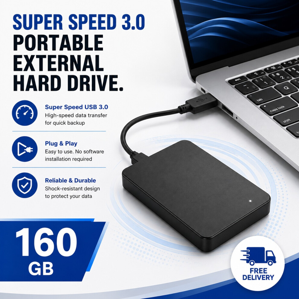 2.5 External Hard Drive 160Gb Usb 3.0 Pc Laptop 914559646742