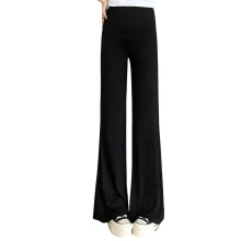 Flared Maternity Pants Elastic Waist Cool-Black XXXL