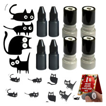 4 stuks schattige kitten stempel met navulinkt lichtgevoelige