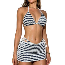 Trendy Two Piece Tankini Set with Hip Coverup-dark blue S
