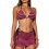 Triangular Tankini Beachwear 3 Piece Set Swimsuit-rose red S 1