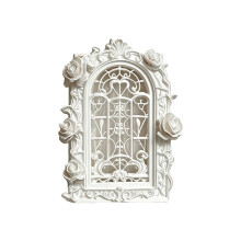 Fensterschärpe mit Blumenmuster, Modellfigur, dekoratives-Weiß