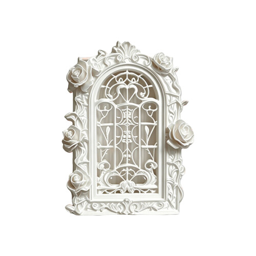 Fensterschärpe mit Blumenmuster, Modellfigur, dekoratives-Weiß