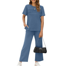 Two Piece Sets for Women Summer Travel Vacation Outfits-Blue XL
