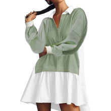 Women's Loose-fitting Long-sleeved V-neck Casual-Green L