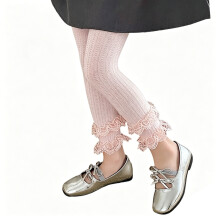 Toddler Girls Fancy Lace Detail Check Print Leggings-Pink L