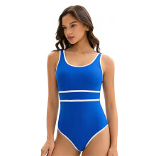 Active Women U Neck Sports Swimwear Breathable-Blue XXL