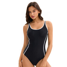 Polyester Spandex Blend Swimwear Tankini For-black white XXL