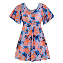 Dames volledige figuur Siamese badpak met-Pauw1cock Oranje1e 6XL