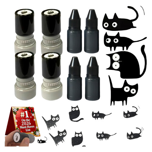 4Pcs Adorable Kitten Stamp with Refill Inks Photosensitive