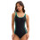Classical Cut Women's Training Swimwear Simple-black green L 1