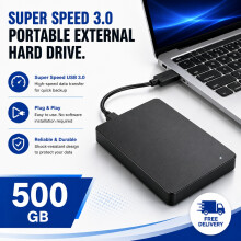 EXTERNAL PORTABLE HARD DRIVE USB 3.0 500GB PC PS5 XBOX - Refurbished