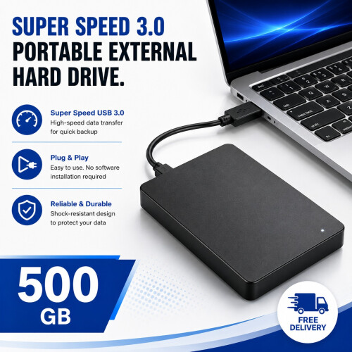 Refurbished EXTERNAL  PORTABLE HARD DRIVE USB 3.0 500GB PC PS5 XBOX