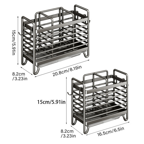 Stainless Steel Utensil Holder For-White Three compartment 1