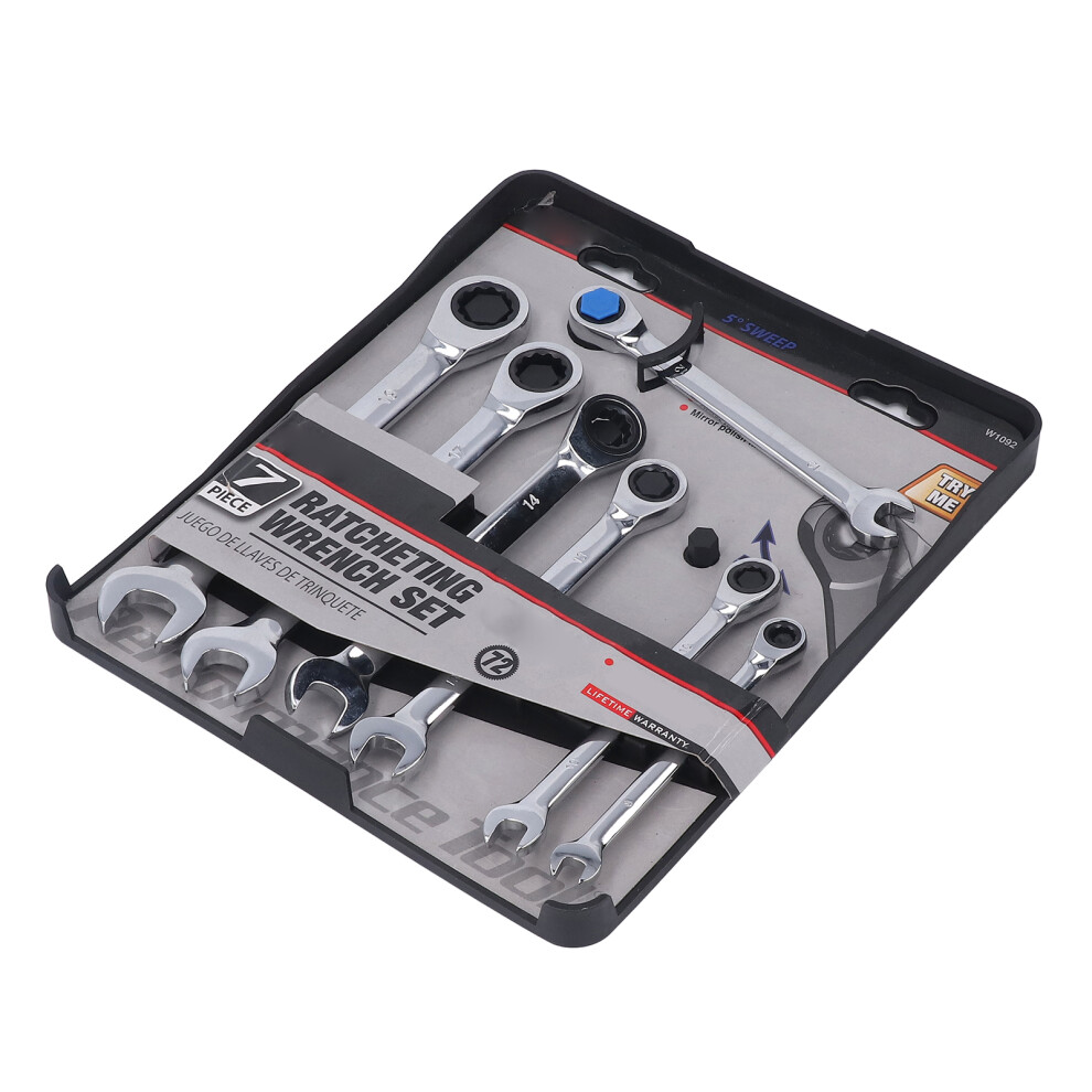 Chrome Vanadium Ratcheting Wrench Set 7pc