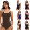 Stylish Solid Color Women's Conjoined Bathing-brown white M 3