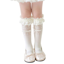 1 Paar süße Mesh-Socken mit Schleife für Mädchen, bequeme-Beige