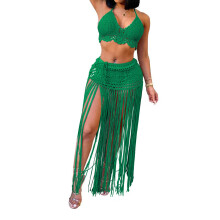 Womens Beach Swimsuit Coverup Crochet Swimwears Wrap-Green