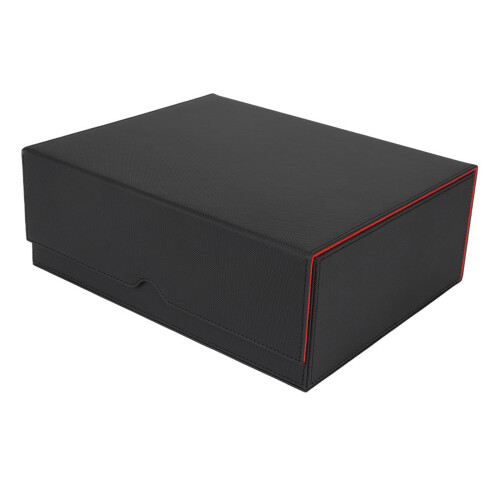 Magnetic Trading Card Storage Box with 3 Separate-black red