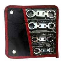 Compact Double Head Ratcheting Wrenches Kit 4Pcs With Storage