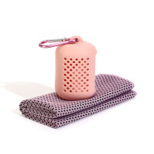 Outdoor Travel Quick Drying Towel with Silicone Box For-Pink