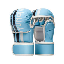 PU Leather Boxing Glove with Foam Padding Kickboxing-blue black
