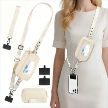 (A3) Diagonal Cross Phone Lanyard Strap Multifunctional Wallet Bag Portable Anti-lost Pouch for Travel