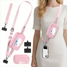 (A2) Diagonal Cross Phone Lanyard Strap Multifunctional Wallet Bag Portable Anti-lost Pouch for Travel