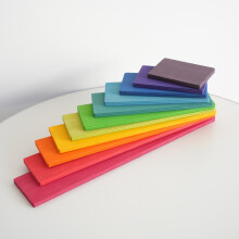 (Rainbow)Blocs puzzle empilables en bois naturel avec couleurs arc-en-ciel vives pour cadeau enfants