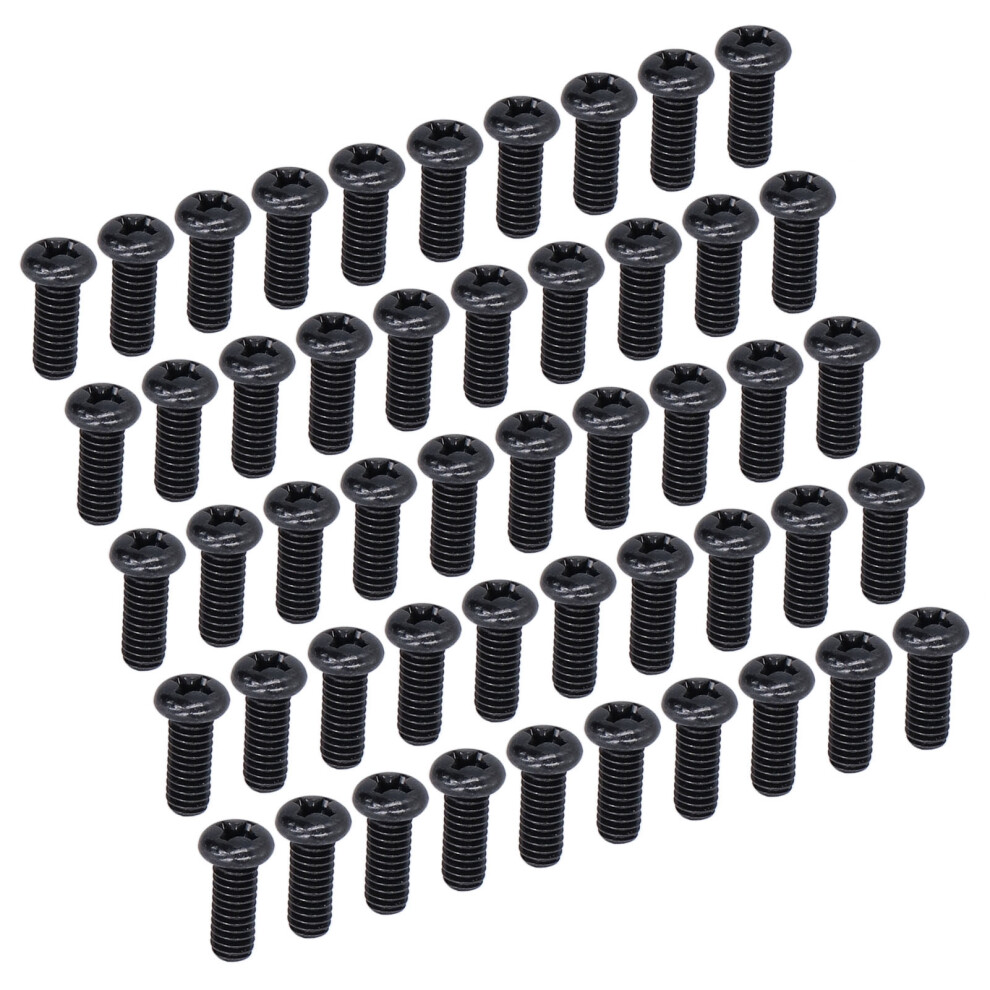 50x M4x10 Black Zinc Steel Pan Head Bolts DIN 7985