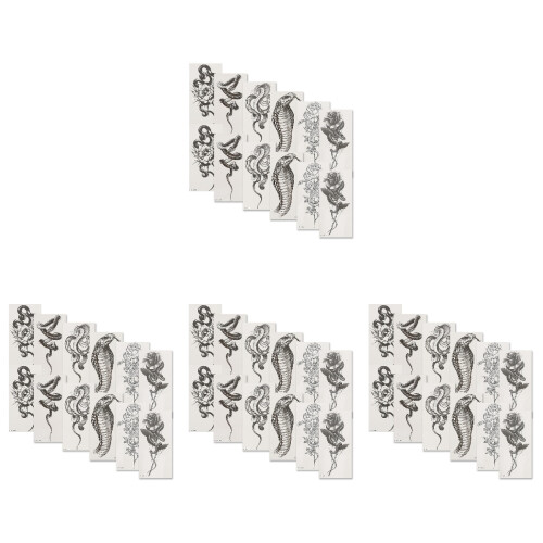 48Sheets Party-Ready Black Snake Temporary Tattoos for Women
