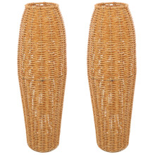 2St Duurzame Plastic Vaas Imitatie Rotan Met Oppervlak