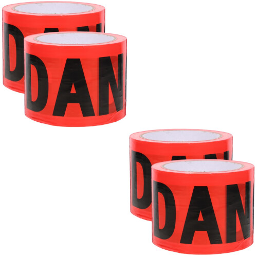 4Rouleaux Ruban Rouge Avertissement Non-Adhésif Pe