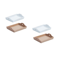 4Pièces Plateaux Miniatures Blancs En Bois Pour Jeux Et Décoration