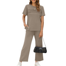 Two Piece Sets for Women Summer Travel Vacation Outfits-Khaki M