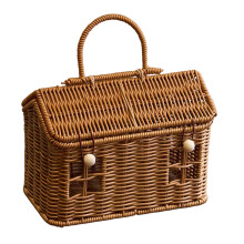 User Friendly PP Rattan Hand Basket Ideal for Homes-tea color
