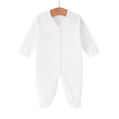 Newborn Footed Suit Comfort Fabric Machine Washable Snap-White