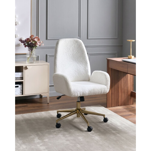 Beliani Office Chair CLARE Boucle White 1