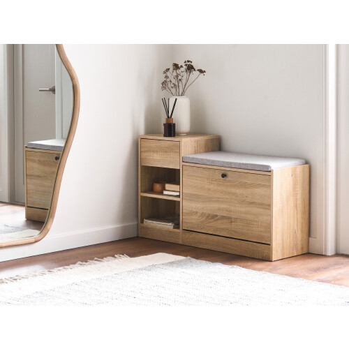 Beliani Shoe Storage Cabinet REGINA Light Brown 1