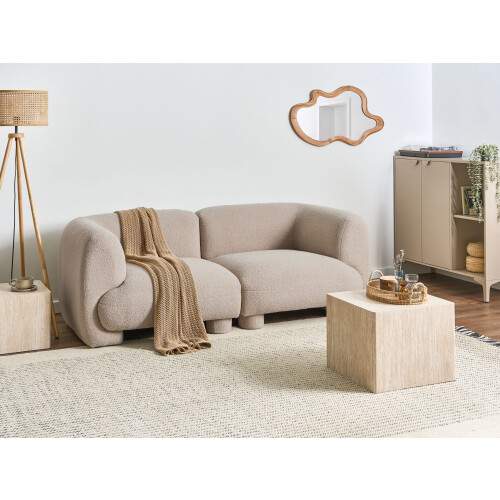 Beliani Modular Sofa 2 Seater MJALBI Beige Boucle 1