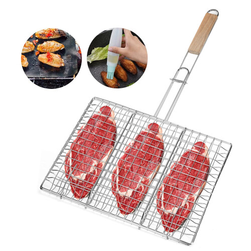 Steel BBQ Basket Lockable Fish Grill