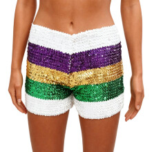High Waist Sequins Shorts for Women Elastic Straight-White p M