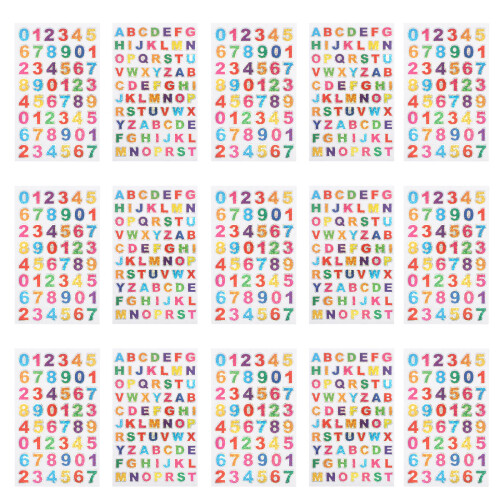20Feuilles Autocollants Alphabet Brillants Multicolores Décor