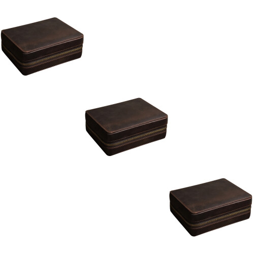 3Pièces Cuir Café Stockage Et Pour Hommes