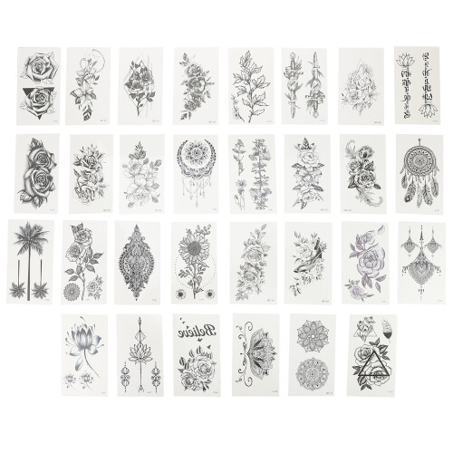 60Pcs Party Flower Decals Pretty Waterproof Temporary Tattoos