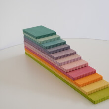 (Macaron)Blocs puzzle empilables en bois naturel avec couleurs arc-en-ciel vives pour cadeau enfants