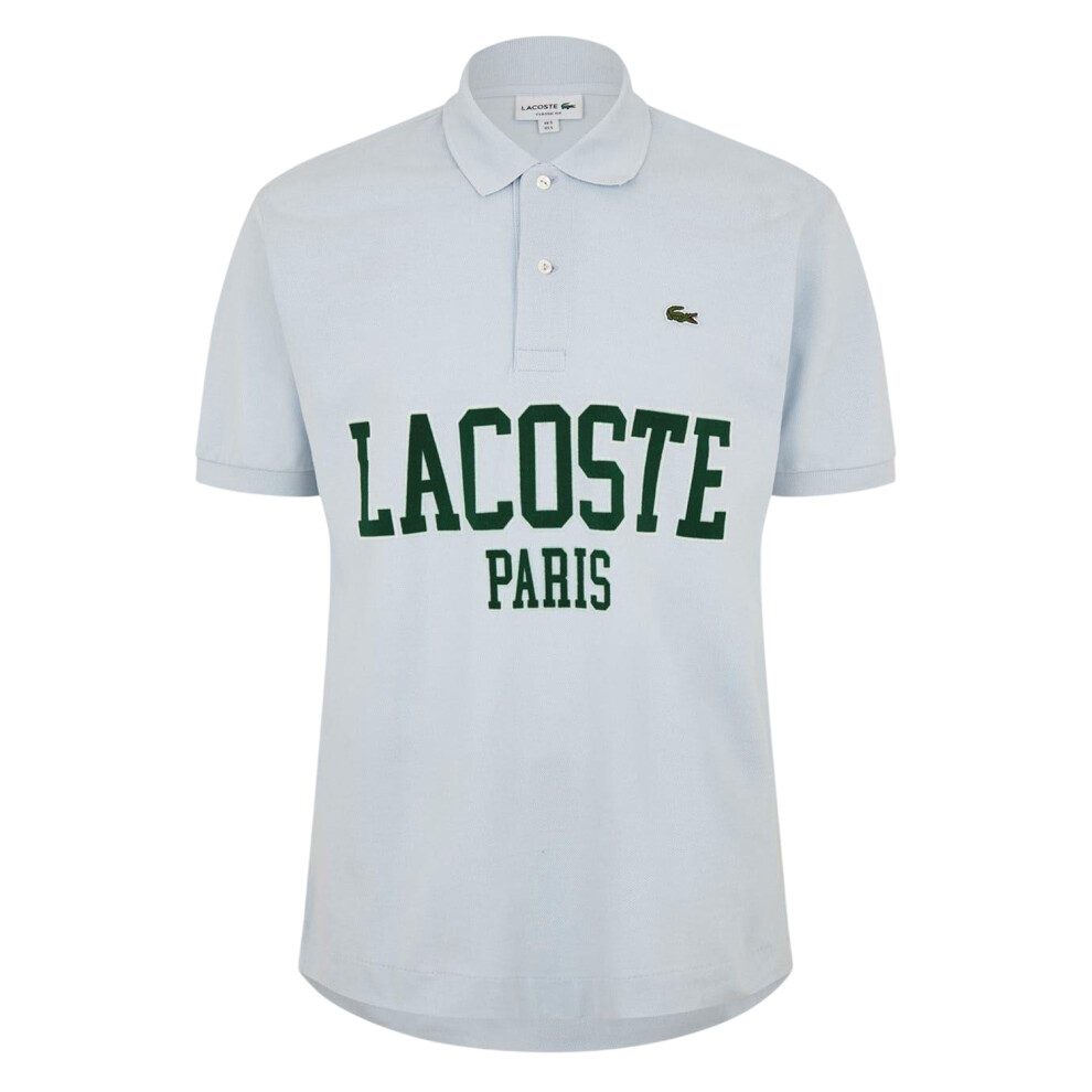 Lacoste Mens Paris Lettering Regular Polo Shirt Blue