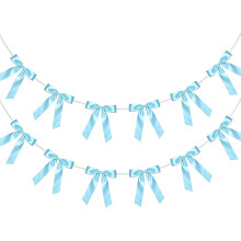 2X Long Pearls Decorated Bows Garlands Streamers-Blue